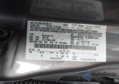 2013 Ford Focus Se из США, поврежденный, VIN 1FADP3F2XDL217959